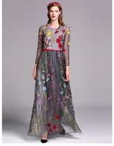 Embroidery Layered Floral Maxi Dresses